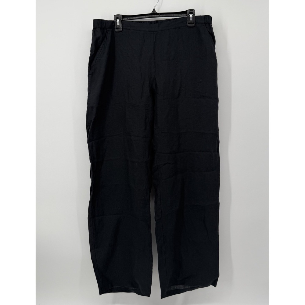 Stenstroms Engla‎ Pants 100% Linen Black Womens Size XL Wide Leg Sweden Vacation